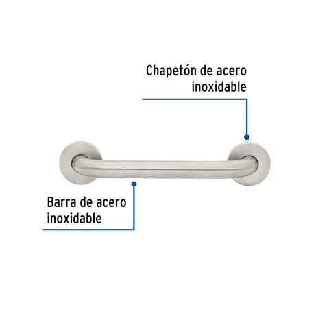Barra recta de seguridad, acero inox, 1-1/4' x 30cm, FOSET | BARS-30 | 46882