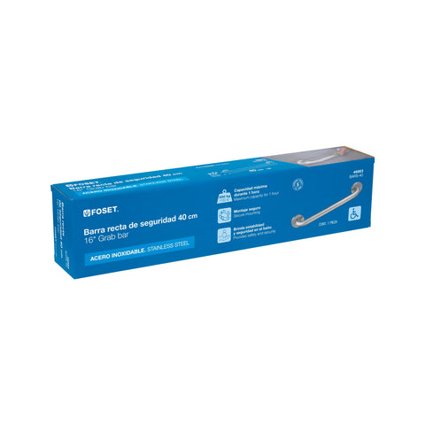 Barra recta de seguridad, acero inox, 1-1/4' x 40cm, FOSET | BARS-40 | 46883