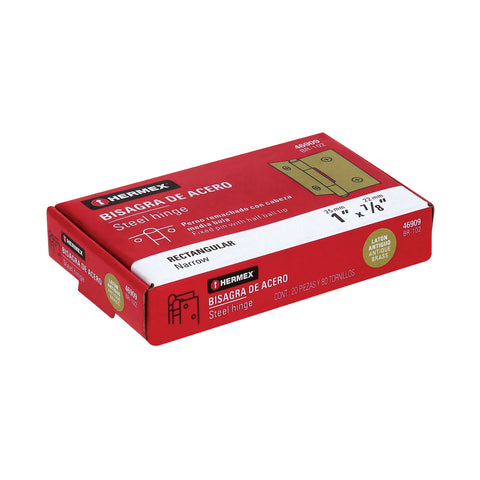 Bisagra rectangular 1' latón antiguo, HERMEX | BR-102 | 46909