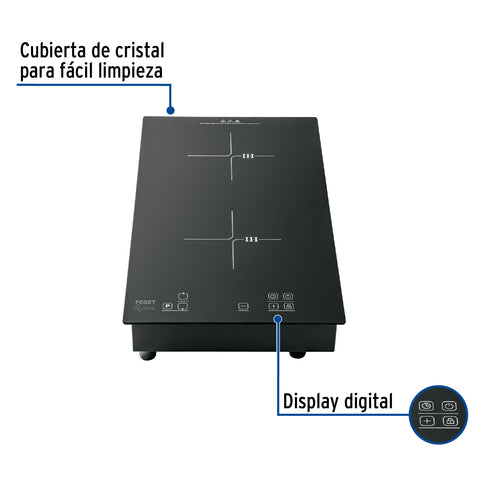 Parrilla inducción empotrable 30cm, 2 quem, vidrio, RIVIERA | PAE-302NI | 46917