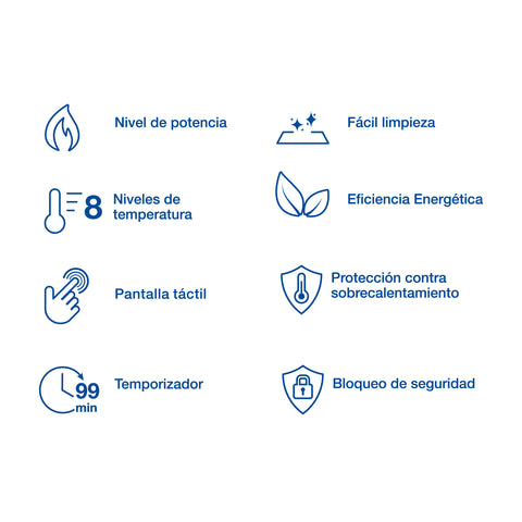 Parrilla inducción empotrable 30cm, 2 quem, vidrio, RIVIERA | PAE-302NI | 46917