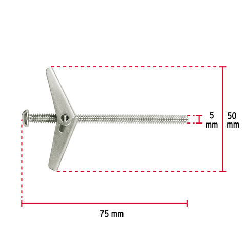 Caja con 100 sujetadores tipo mariposa de 3/16' x 3', FIERO | SMA-3/16G | 46968
