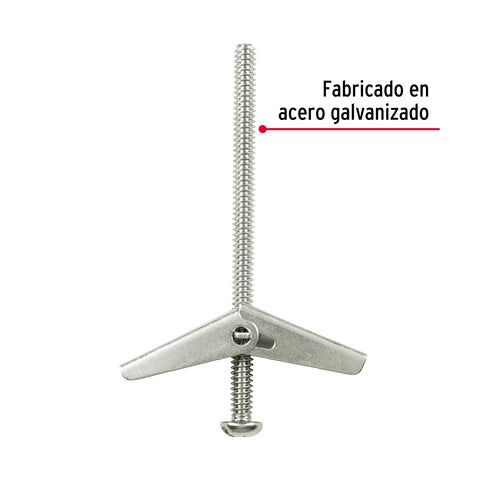 Caja con 100 sujetadores tipo mariposa de 3/16' x 3', FIERO | SMA-3/16G | 46968