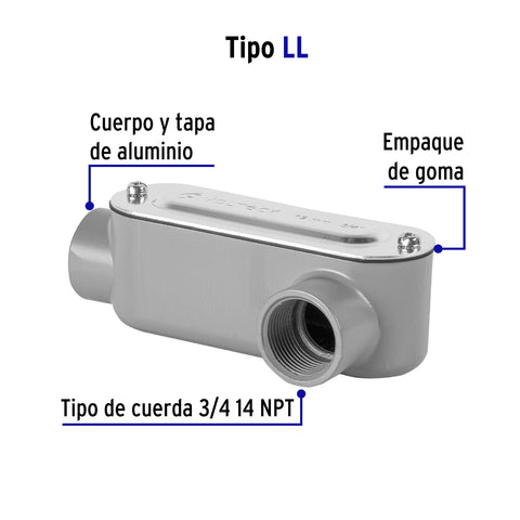 Condulet 3/4' conexión tipo LL, Volteck | COLET-3/4-LL | 46977