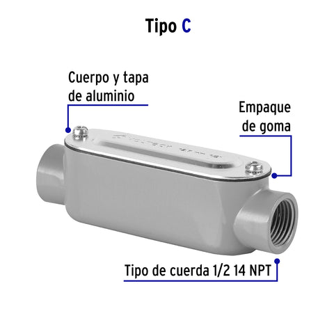 Condulet 1/2' conexión tipo C, Volteck | COLET-1/2-C | 46982