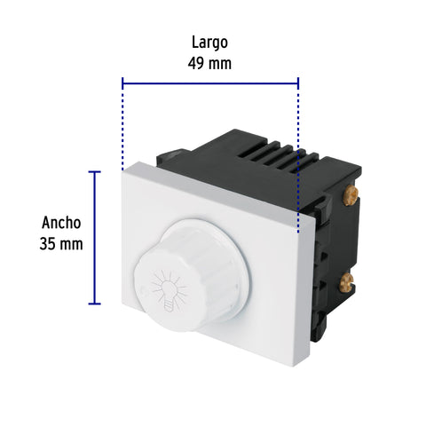 Dimmer giratorio, 1.5 módulos, línea Española, color blanco | DIM15-EB | 47054