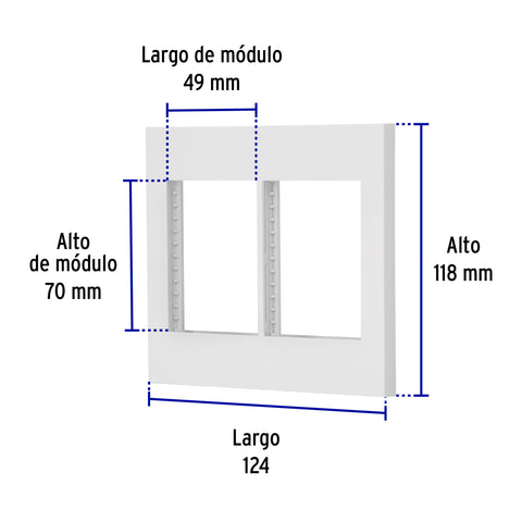 Placa 2 ventanas, 6 módulos, línea Española, color blanco | PP6M-EB | 47065