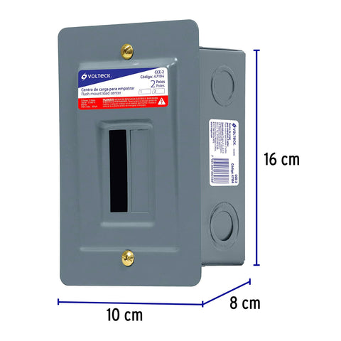 Centro de carga empotrable, 2 polos, Volteck | CCE-2 | 47194