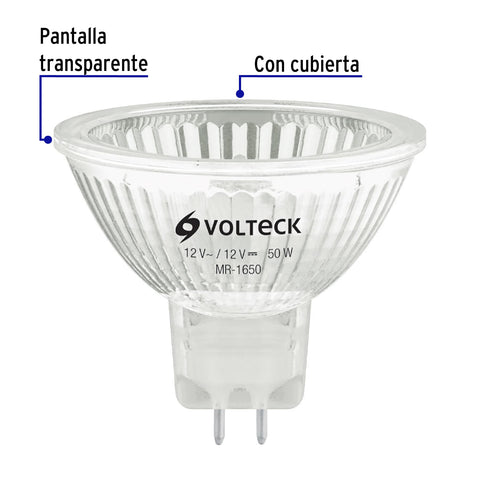 Lámpara de halógeno 50 W tipo MR 16 base GU5.3, Volteck | MR-1650 | 47253