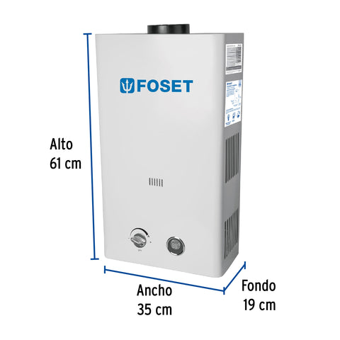 Calentador instantáneo, 13L, 3 servicios, gas natural, FOSET | CALE-13I-N | 47354
