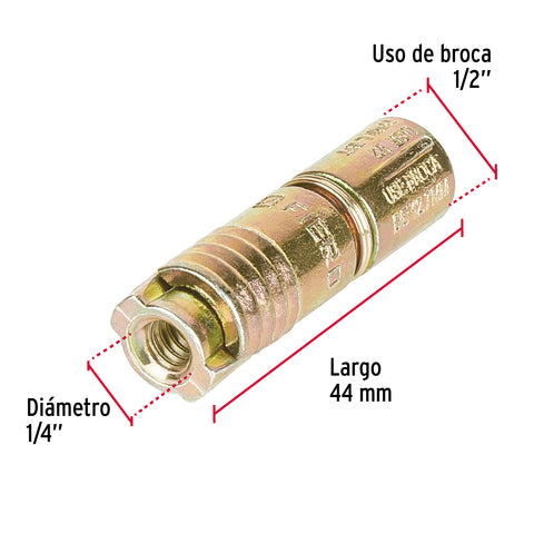 Caja con 100 taquetes expansivos de 1/4' sin tornillo, FIERO | TAE-1/4G | 47364