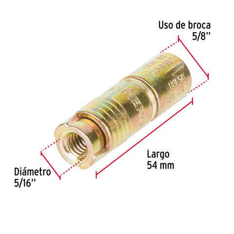 Caja con 50 taquetes expansivos de 5/16' sin tornillo, FIERO | TAE-5/16G | 47366
