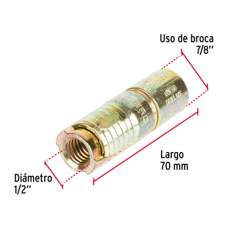 Caja con 25 taquetes expansivos de 1/2' sin tornillo, FIERO | TAE-1/2G | 47368