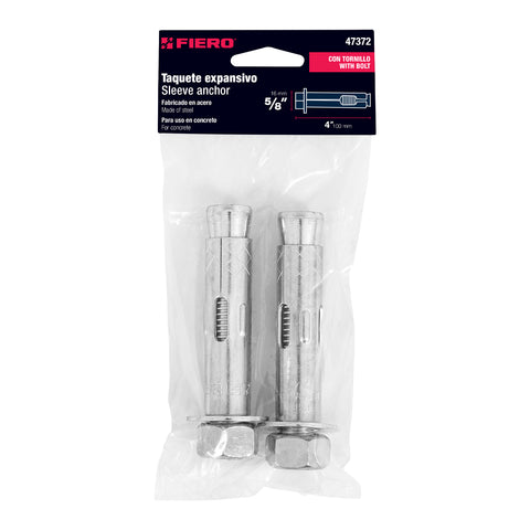 Bolsa con 2 taquetes expansivos de 5/8' con tornillo, FIERO | TAE-5/8T | 47372
