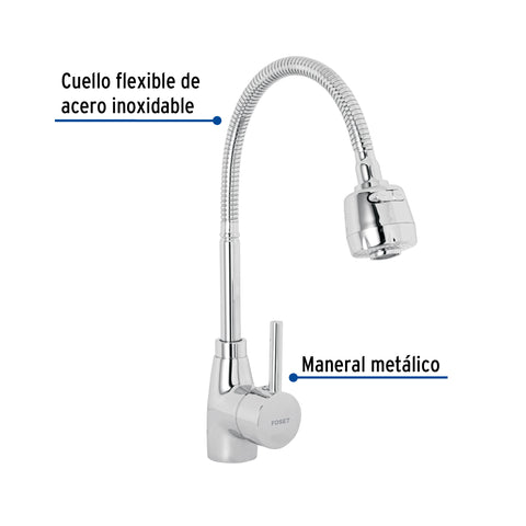 Monomando para fregadero con cuello flexible, cromo, TÚBIG | TBF-87 | 47386
