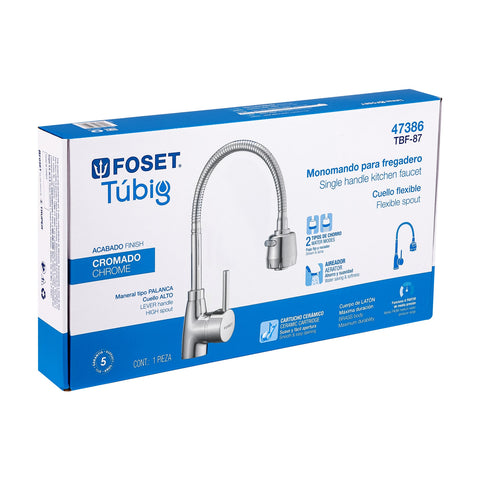 Monomando para fregadero con cuello flexible, cromo, TÚBIG | TBF-87 | 47386