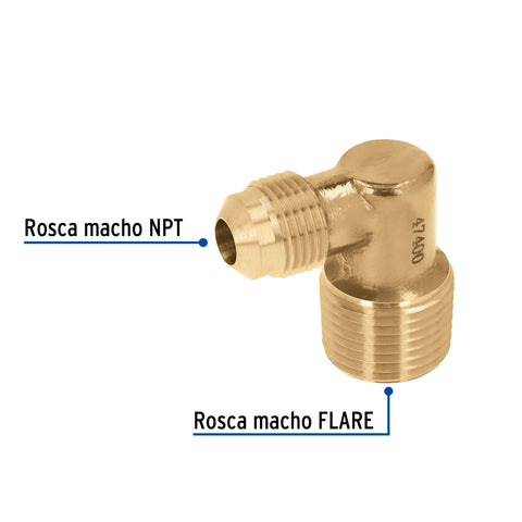 Codo terminal a 90° de latón 3/8 x 1/2', FOSET | CLG-511 | 47400
