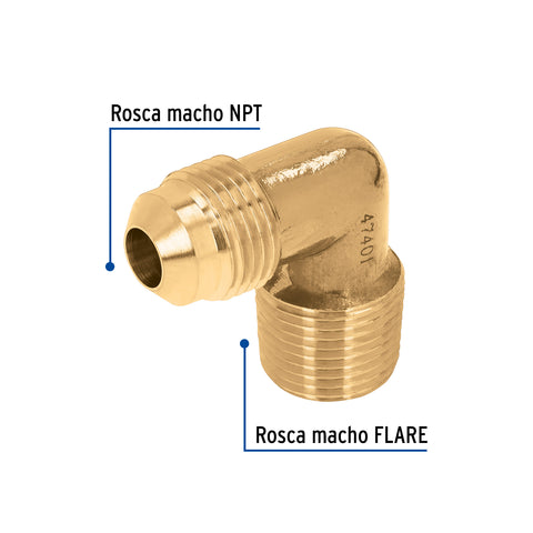 Codo terminal a 90° de latón 3/8 x 3/8', FOSET | CLG-512 | 47401