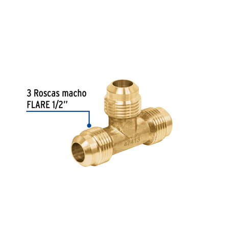 Tee unión de latón 1/2', FOSET | CLG-772 | 47413