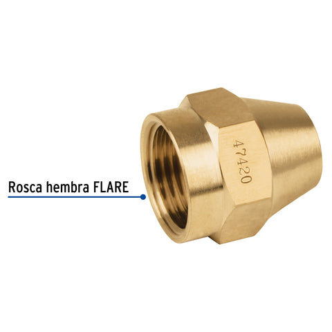 Tuerca cónica de latón 1/2', FOSET | CLG-982 | 47420
