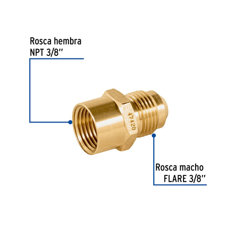 Niple campana de latón de 3/8' X 3/8', FOSET | CLG-491 | 47428