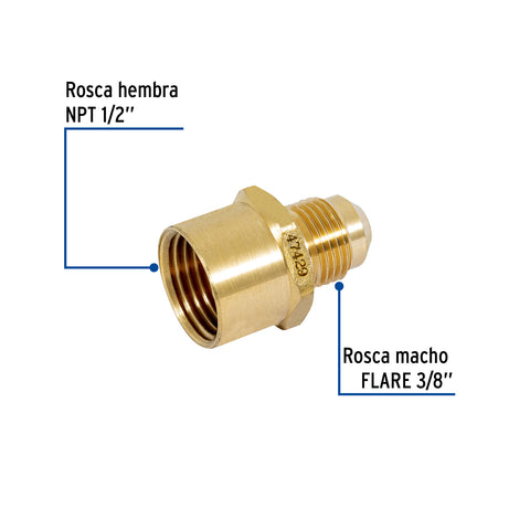 Niple campana de latón de 3/8' X 1/2', FOSET | CLG-492 | 47429