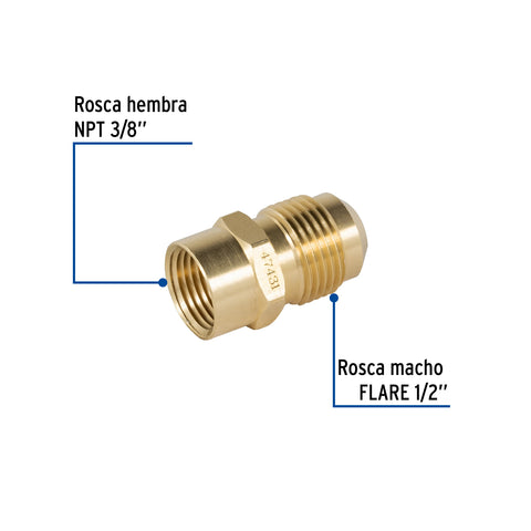 Niple campana de latón de 1/2' X 3/8', FOSET | CLG-494 | 47431