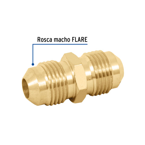 Niple unión de latón de 3/8' X 3/8', FOSET | CLG-471 | 47438