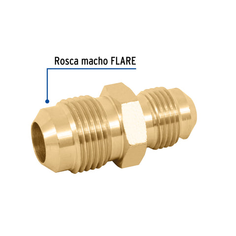 Niple unión de latón de 3/8' X 1/2', FOSET | CLG-472 | 47439