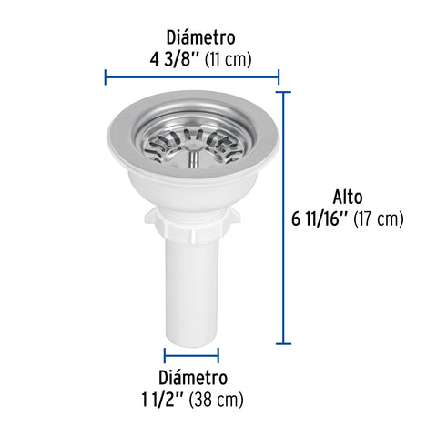 Contracanasta 3-1/2' inox, instalafácil, tubo plástico FOSET | CO-824 | 47451