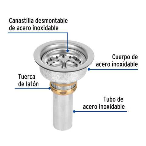 Contracanasta 3-1/2' inox, instalafácil, tubo inox, FOSET | CO-827 | 47453