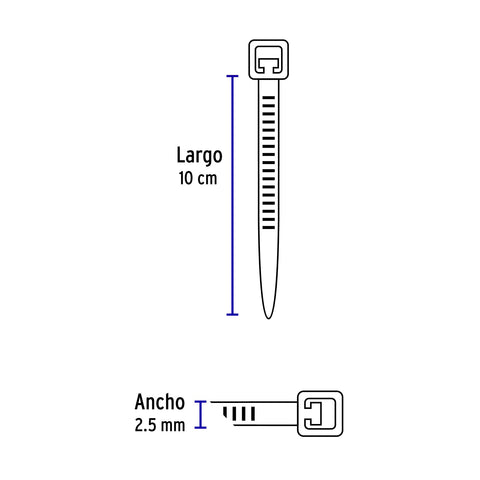 Bolsa con 1000 cinchos plásticos 18lb, 100x2.5 mm, naturales | CIN-1810-M | 47457