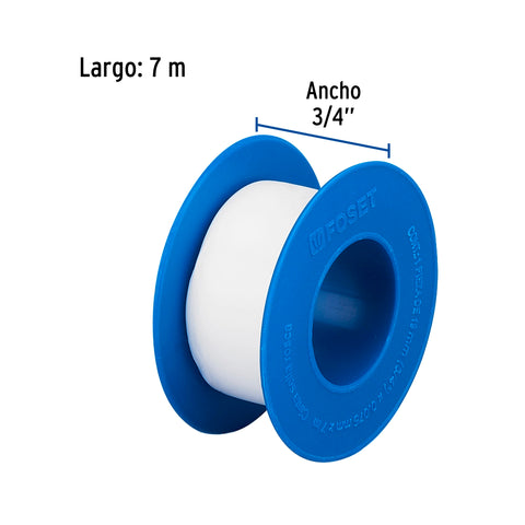 Cinta sella roscas 3/4' x 7m, uso general, FOSET | CTF-3/4F | 47477
