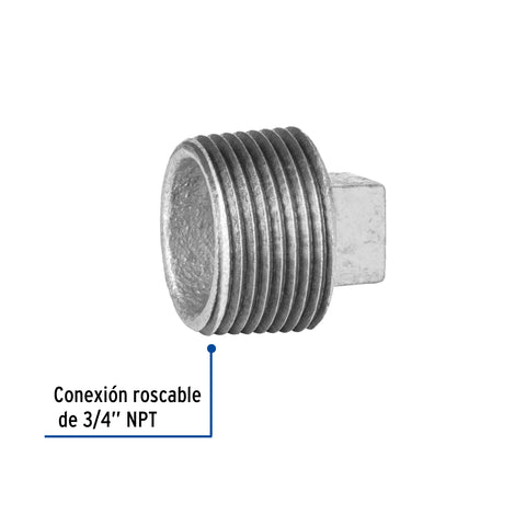 Tapón macho 3/4' de acero galvanizado, FOSET | CG-312 | 47495
