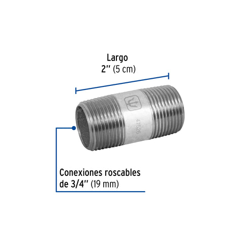 Niple de acero galvanizado 3/4' x 2', FOSET | CG-411 | 47526