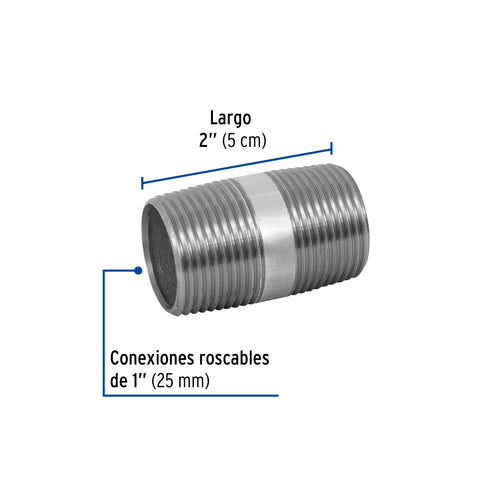 Niple de acero galvanizado 1' x 2', FOSET | CG-416 | 47531