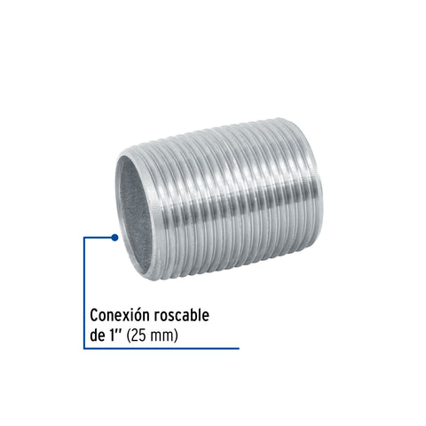 Niple de acero galvanizado 1' cuerda corrida, FOSET | CG-473 | 47538