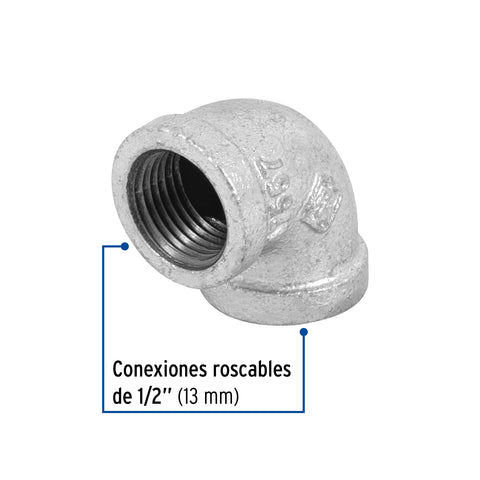 Codo 90° acero galvanizado de 1/2', FOSET | CG-501 | 47557