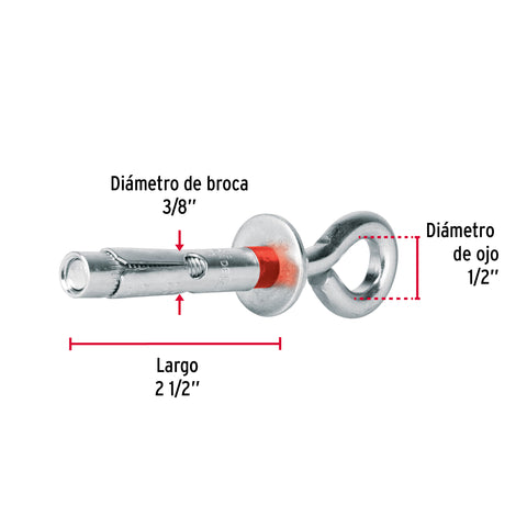 Bolsa con 4 taquetes expansivos 10x65 mm con armella cerrada | TAE-10X60C | 47561