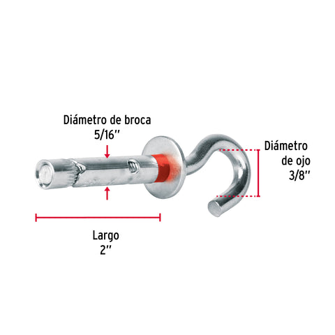 Bolsa con 4 taquetes expansivos 8x50 mm con armella abierta | TAE-8X45A | 47564