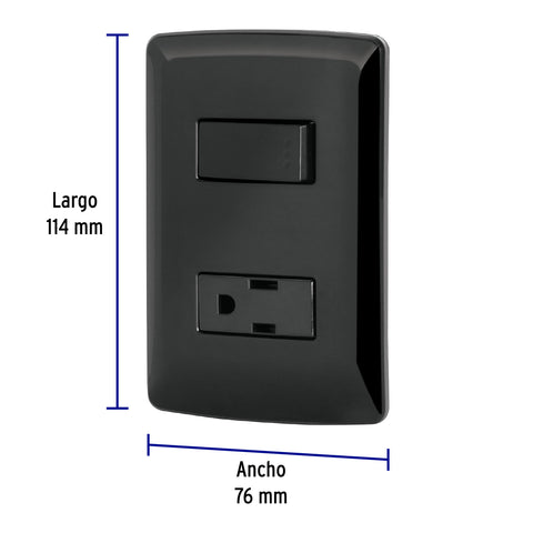 Placa armada contacto e interruptor, negro, línea Italiana | PA-APCO-IN | 47591