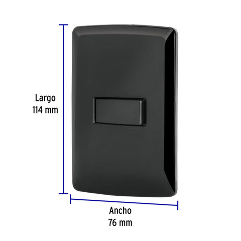 Placa armada 1 interruptor sencillo, negro, línea Italiana | PA-APSE-IN | 47599