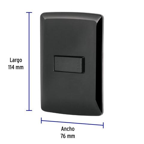 Placa armada 1 interruptor escalera, negro, línea Italiana | PA-APSE-EIN | 47600