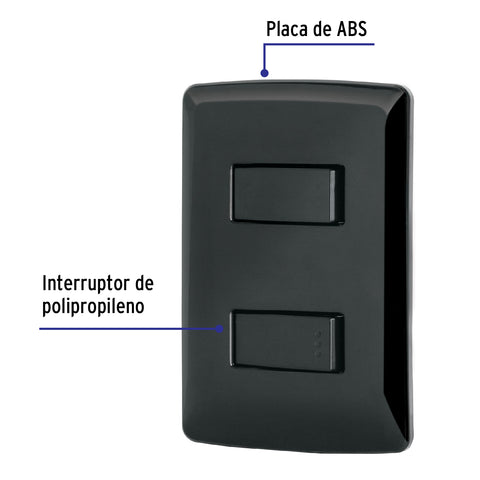 Placa armada 1 interruptor escalera, negro, línea Italiana | PA-APSE-EIN | 47600
