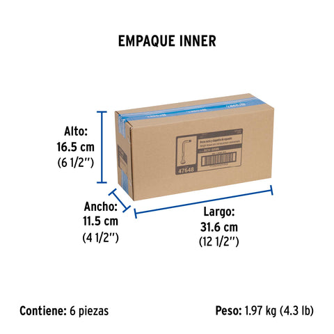 Brazo recto con chapetón para regadera, 30 cm, satín, FOSET | BCH-600N | 47648