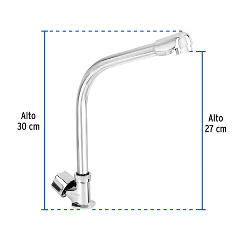 Llave individual fregadero, cuello cobra, hexagonal, BASIC | F-313 | 47690