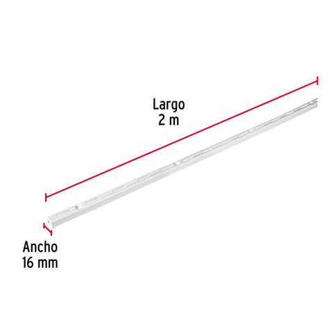 Cremallera sencilla blanca para ménsulas planas, 2m, FIERO | SOMO-20CS | 47712