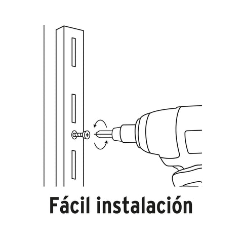 Cremallera sencilla blanca para ménsulas planas, 2m, FIERO | SOMO-20CS | 47712