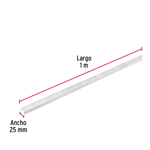 Cremallera doble blanca para ménsulas planas, 1m, FIERO | SOMO-10CD | 47717