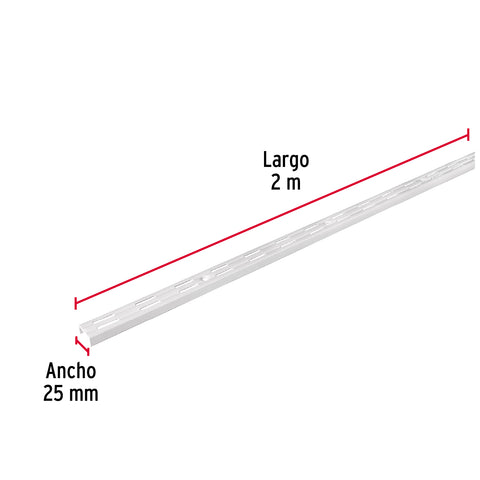 Cremallera doble blanca para ménsulas planas, 2m, FIERO | SOMO-20CD | 47719